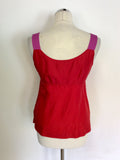 BODEN RED & PINK SILK SLEEVELESS TOP SIZE 10