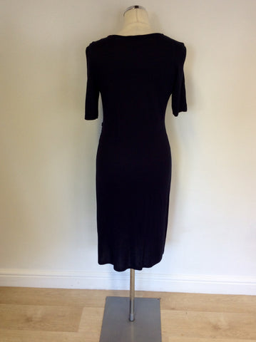 JAEGER DARK BLUE SHORT SLEEVE WRAP DRESS SIZE 10