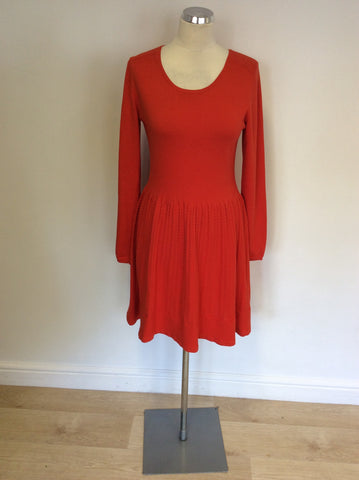 WHISTLES ORANGE KNIT LONG SLEEVE DRESS SIZE 12