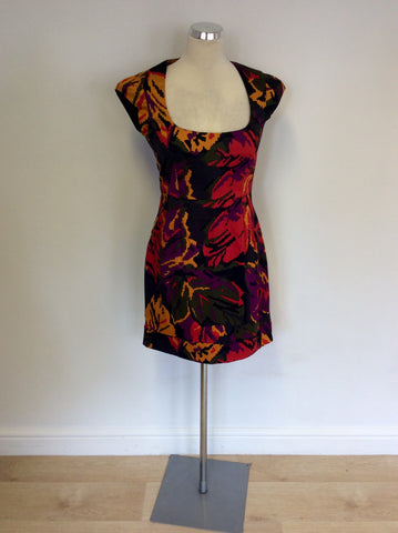 FRENCH CONNECTION MULTI COLOURED PRINT DRESS SIZE 10