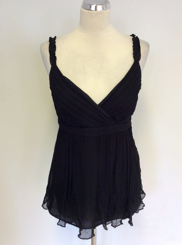WHISTLES BLACK SILK FLOATY CAMISOLE TOP SIZE 10