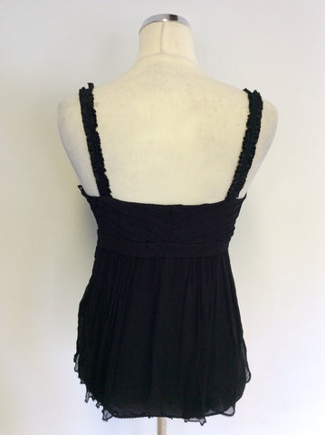 WHISTLES BLACK SILK FLOATY CAMISOLE TOP SIZE 10