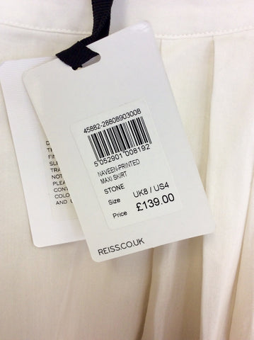 BRAND NEW REISS NAVEEN PRINTED MAXI SKIRT IN STONE SIZE 8