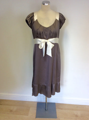 MONSOON MINK & IVORY TRIM SILK SPECIAL OCCASION DRESS SIZE 14