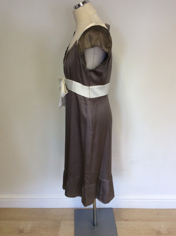 MONSOON MINK & IVORY TRIM SILK SPECIAL OCCASION DRESS SIZE 14