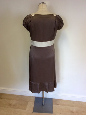 MONSOON MINK & IVORY TRIM SILK SPECIAL OCCASION DRESS SIZE 14