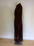 NITYA DARK BROWN EMBROIDERED DUSTER COAT SIZE 12
