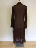 NITYA DARK BROWN EMBROIDERED DUSTER COAT SIZE 12