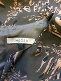 JAEGER BROWN PRINT SILK LONG DRESS SIZE 12