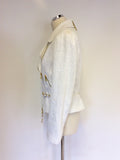 BRAND NEW LUISA SPAGNOLI WHITE ZIP UP CHAIN BELT JACKET SIZE 46 UK 14