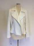 BRAND NEW LUISA SPAGNOLI WHITE ZIP UP CHAIN BELT JACKET SIZE 46 UK 14