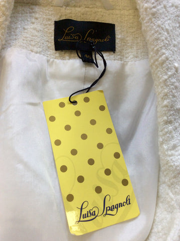 BRAND NEW LUISA SPAGNOLI WHITE ZIP UP CHAIN BELT JACKET SIZE 46 UK 14