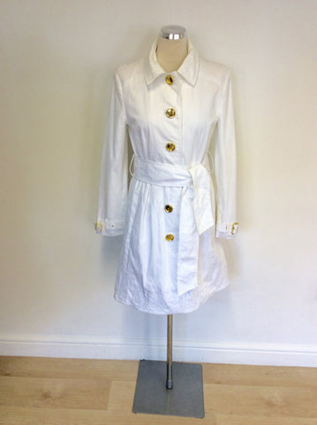 ZARA WHITE COTTON BELTED MAC SIZE L