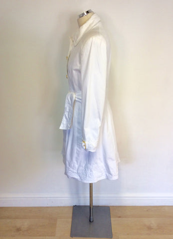 ZARA WHITE COTTON BELTED MAC SIZE L