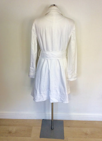 ZARA WHITE COTTON BELTED MAC SIZE L