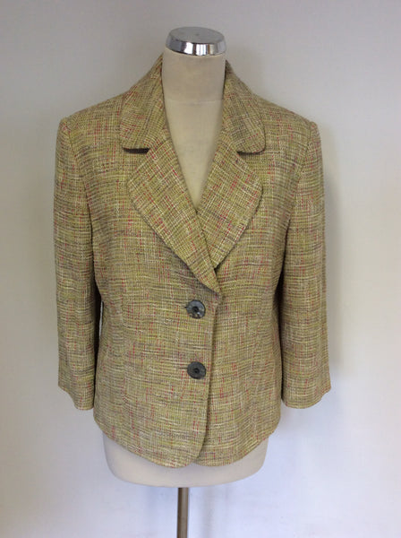 VIYELLA LEMON,PINK,WHITE & BEIGE WEAVE JACKET SIZE 12