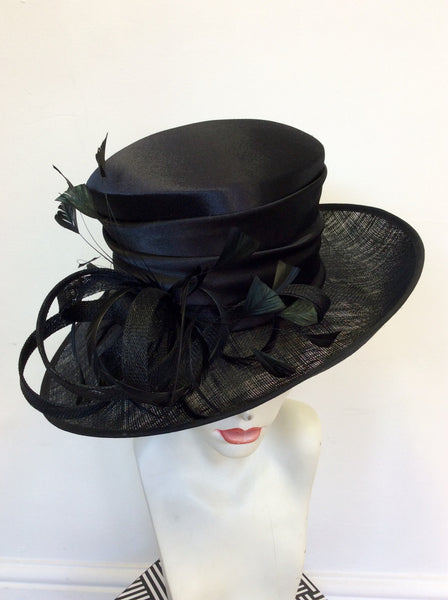 OCCASIONS BY FAILSWORTH MILLINERY BLACK COIL & FEATHER TRIM FORMAL HAT