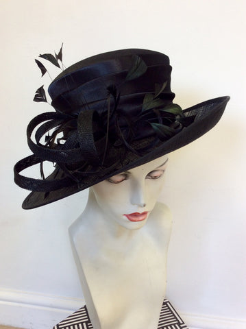OCCASIONS BY FAILSWORTH MILLINERY BLACK COIL & FEATHER TRIM FORMAL HAT