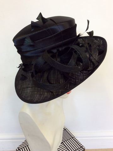 OCCASIONS BY FAILSWORTH MILLINERY BLACK COIL & FEATHER TRIM FORMAL HAT