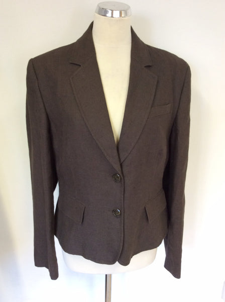 HOBBS DARK BROWN LINEN JACKET SIZE 16