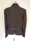 HOBBS DARK BROWN LINEN JACKET SIZE 16