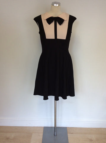 BRAND NEW TED BAKER BLACK & NUDE PINK SKATER DRESS SIZE 2 UK 10