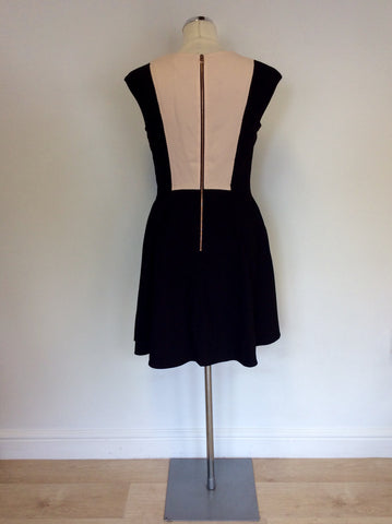 BRAND NEW TED BAKER BLACK & NUDE PINK SKATER DRESS SIZE 2 UK 10