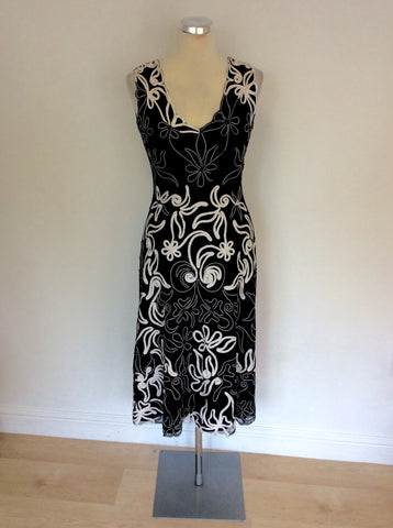 PHASE EIGHT BLACK & WHITE APPLIQUÉ SPECIAL OCCASION DRESS SIZE 10