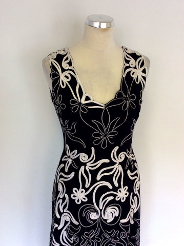 PHASE EIGHT BLACK & WHITE APPLIQUÉ SPECIAL OCCASION DRESS SIZE 10