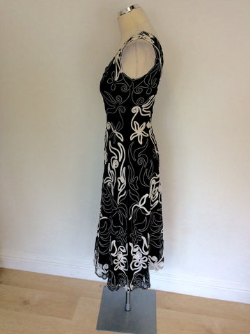 PHASE EIGHT BLACK & WHITE APPLIQUÉ SPECIAL OCCASION DRESS SIZE 10