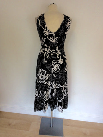 PHASE EIGHT BLACK & WHITE APPLIQUÉ SPECIAL OCCASION DRESS SIZE 10