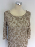 PHASE EIGHT BEIGE EMBROIDERED NET OVERLAY DRESS SIZE M
