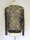 NA NOA BLACK & BEIGE FLORAL PRINT BLOUSE SIZE M
