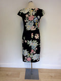 MONSOON BLACK FLORAL PRINT COTTON PENCIL DRESS SIZE 8