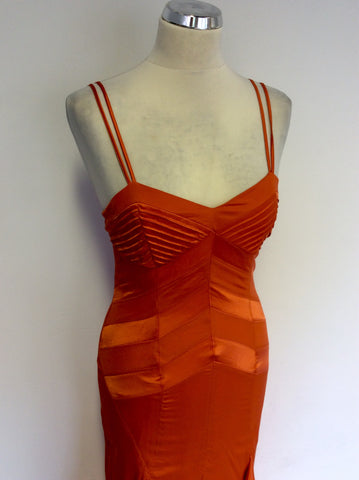 BRAND NEW KAREN MILLEN ORANGE SILK STRAPPY SPECIAL OCCASION DRESS SIZE 10