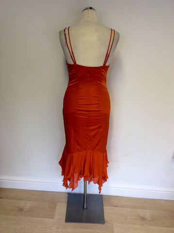 BRAND NEW KAREN MILLEN ORANGE SILK STRAPPY SPECIAL OCCASION DRESS SIZE 10