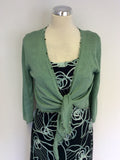 PHASE EIGHT BLACK & GREEN NET OVERLAY APPLIQUÉ DRESS & CARDIGAN SIZE 14