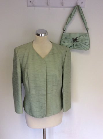 PHASE EIGHT LIGHT GREEN SPECIAL OCCASION JACKET SIZE 14 & MATCHING HANDBAG