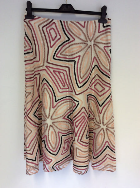 COAST IVORY NET OVERLAY APPLIQUÉ TRIM SKIRT SIZE 10