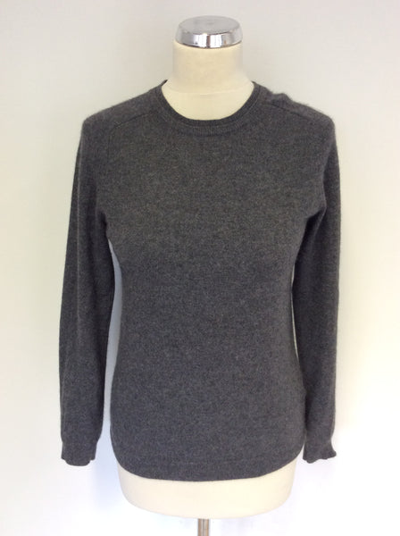JIGSAW DARK GREY 100% CASHMERE JUMPER SIZE 8