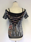 SAVE THE QUEEN PRINT LACE UP BACK TOP SIZE M