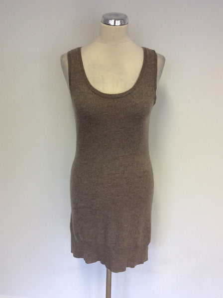 BRAND NEW REPEAT LIGHT BROWN CASHMERE SLEEVELESS KNIT DRESS SIZE 36 UK 8