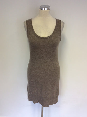 BRAND NEW REPEAT LIGHT BROWN CASHMERE SLEEVELESS KNIT DRESS SIZE 36 UK 8