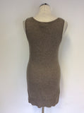 BRAND NEW REPEAT LIGHT BROWN CASHMERE SLEEVELESS KNIT DRESS SIZE 36 UK 8