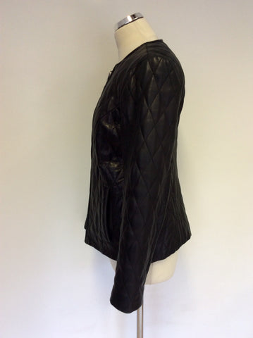 CLASSIQUES BLACK LEATHER QUILTED ZIP UP JACKET SIZE 12