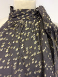 COAST GREY & SILVER/GOLD METALIC SPOT SILK TOP SIZE 12