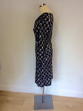GHOST BLACK,GREY & WHITE PRINT LONG SLEEVE DRESS SIZE 8