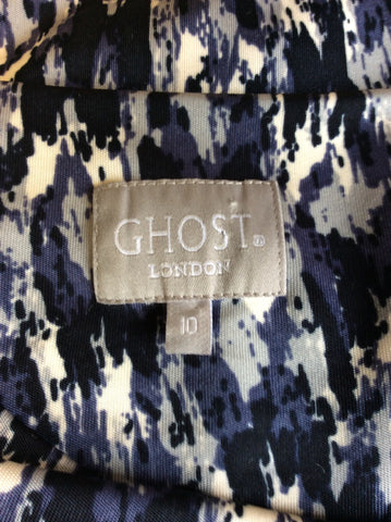 GHOST BLACK,GREY & WHITE PRINT LONG SLEEVE DRESS SIZE 8