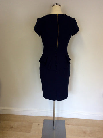 CLOSET DARK BLUE PEPLUM PENCIL DRESS SIZE 8
