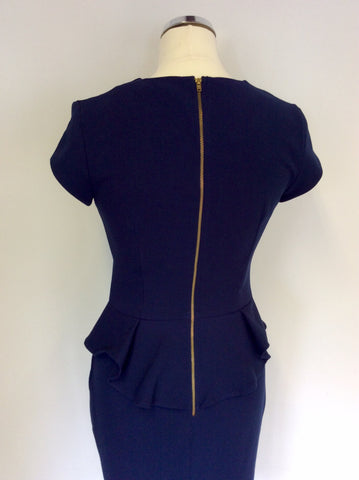 CLOSET DARK BLUE PEPLUM PENCIL DRESS SIZE 8